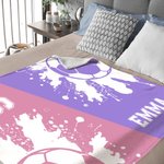 Personalized Volleyball Basketball Soccer Ball Sport Soft Throw Blanket with Name and Number Home Decor Birthday Christmas Gift for Sport Lover