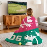 Personalized Volleyball Basketball Soccer Ball Sport Soft Throw Blanket with Name and Number Home Decor Birthday Christmas Gift for Sport Lover