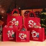 Personalisierte Weihnachtsmannmütze Initialen Cartoon Charakter große Jute Tote Tasche mit Namen Weihnachtsfeier Geschenk für Familie