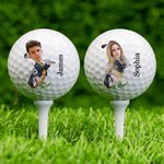 Personalized Cartoon Face Photo Golf Ball with Name Birthday Sports Game Day Gift for Golf Players Lovers