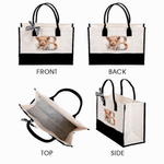 Personalizzato fiore Highland mucca grande tela Tote Bag con nome e nastro viaggio Essentials Compleanno regalo di Natale per le donne