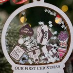 Personalised Our First Christmas Married Wooden Ornament with Name and Date Home Decor Christmas Gift for Couples