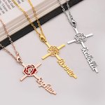 Personalized Birth Flower Christian Cross Steering Wheel Charm with Name Christian Baptism  Gift for Female Christian Drivers