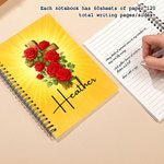 Personalised Cross Birth Flower A5 Journal Notebook with 120 Lined Pages and Name Back to School Birthday Gift for Christian Student