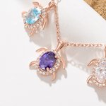 Personalised 1-6 Sea Turtle Birthstones Zircon Necklace Dainty Jewellery Anniversary Birthday Gift for Women Turtle Lovers