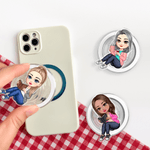 Henkilökohtainen sarjakuvahahmo akryyli magneettinen puhelin kahva matkapuhelin tarvikkeet syntymäpäivälahja naisille kirjanpainajat