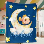 Nube personalizada Luna Dibujos Marinos Jungla Animal Suave Manta con Nombre Decoración del Hogar Cumpleaños Navidad Regalo para Niños Familia