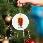 Personalized Birth Flower Cross Ceramic Christmas Ornament with Name Tree Decoration Easter Christmas Baptism Gift for Christians
