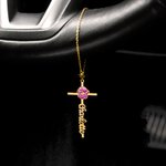 Personalized Birth Flower Christian Cross Steering Wheel Charm with Name Christian Baptism  Gift for Female Christian Drivers