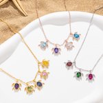 Personalised 1-6 Sea Turtle Birthstones Zircon Necklace Dainty Jewellery Anniversary Birthday Gift for Women Turtle Lovers