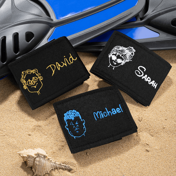 Personalisierte Multicolor bestickt Comic-Stil Charakter BCD Identifikation Tag mit Namen Ozean Aktivitäten Geburtstag Geschenk für Tauchen Liebhaber