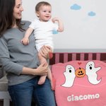 Coperta morbida personalizzata con nome e motivo gotico di fantasma scheletro o zucca regalo per Halloween per bambini amici o famiglia