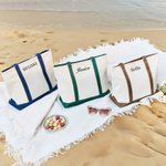 Borsa tote personalizzata in tela con nome ricamato resistente per viaggio e uso quotidiano regalo di compleanno per donne