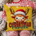 Personalized Cute Santa Hat Animal Soft Throw Pillow Cover with Name Home Decor Christmas Gift for Kids Family