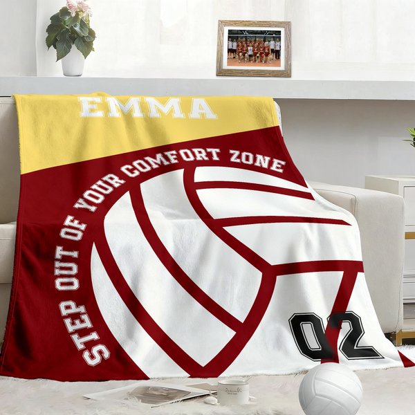 Personalised Volleyball Basketball Soccer Ball Sport Soft Throw Blanket with Name and Number Home Decor Birthday Christmas Gift for Sport Lover