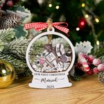 Personalised Our First Christmas Married Wooden Ornament with Name and Date Home Decor Christmas Gift for Couples