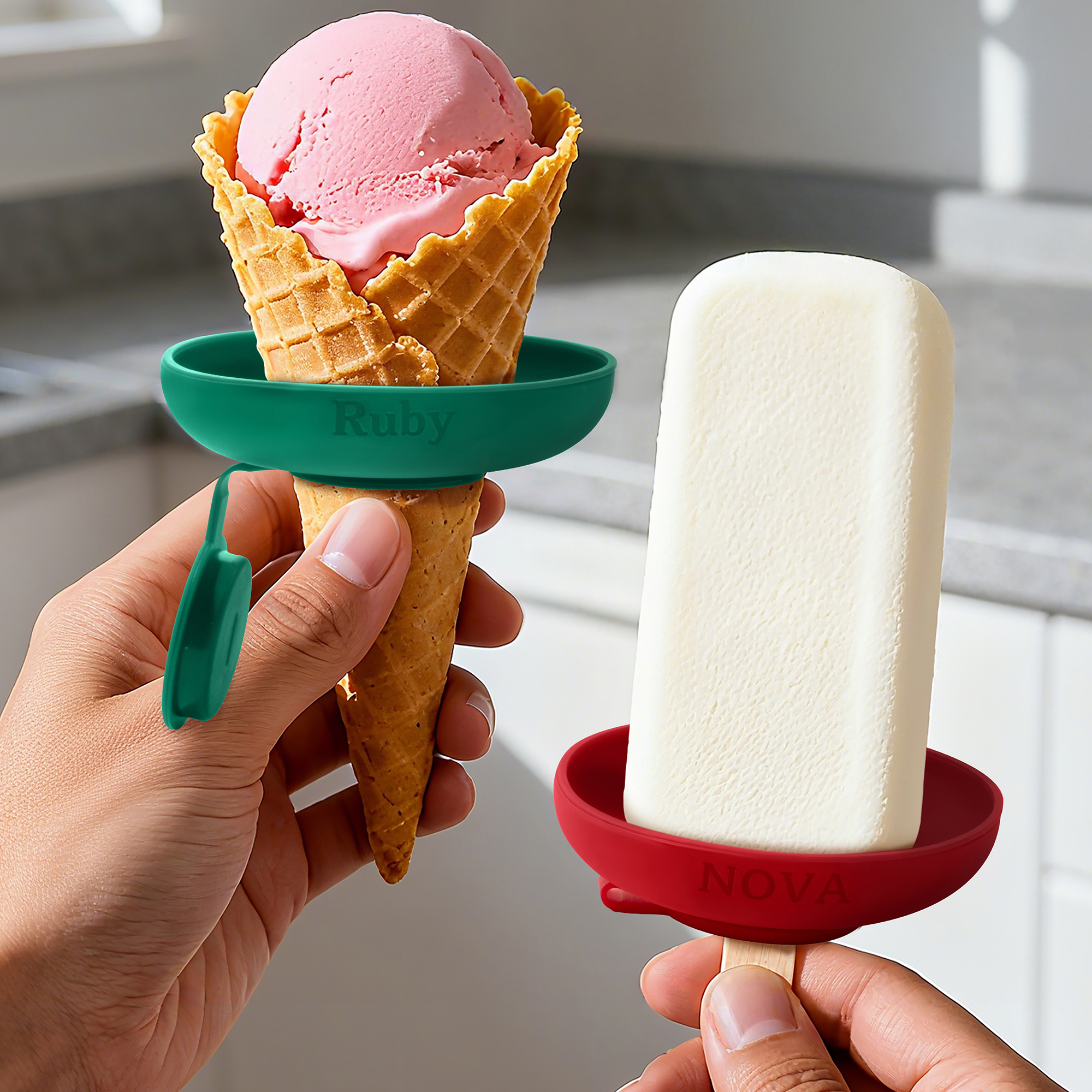 Support de glace en silicone alimentaire personnalisé avec nom Summer Days Ice Cream Party Birthday Gift for Kids