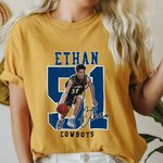 Personalized American Football Photo Heavyweight 100% Cotton T-shirt with Name and Number Game Day Club Gift for Sport Player Mom