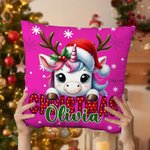 Personalized Cute Santa Hat Animal Soft Throw Pillow Cover with Name Home Decor Christmas Gift for Kids Family