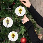 Personalized Birth Flower Cross Ceramic Christmas Ornament with Name Tree Decoration Easter Christmas Baptism Gift for Christians