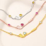 Personalised Heart-Shaped Birthstone Golf Bracelet Birthday Game Day Christmas Gift for Golf Lovers