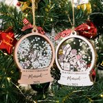 Personalised Our First Christmas Married Wooden Ornament with Name and Date Home Decor Christmas Gift for Couples