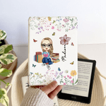 Funda Kindle Personalizada de Caricatura de Flor de Nacimiento con Nombre para Múltiples Modelos Uso Diario Regalo de Cumpleaños para Amante de los Libros Bookworm
