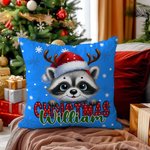 Personalized Cute Santa Hat Animal Soft Throw Pillow Cover with Name Home Decor Christmas Gift for Kids Family