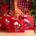 Personalized Cartoon Character Santa Claus Initial Large Jute Tote Bag with Name Daily Use Christmas Gift for Family