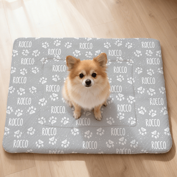 Personalised Multicolour Cute Paw Print Pet Blanket with Name Birthday Gift for Cat Dog Lover