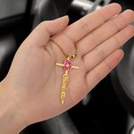 Personalized Birth Flower Christian Cross Steering Wheel Charm with Name Christian Baptism  Gift for Female Christian Drivers