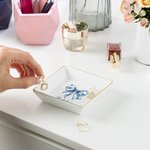 Personlig blå rosett fyrkantig rund keramisk smyckesskål med namn heminredning födelsedag årsdag present till kvinnor smyckesentusiaster