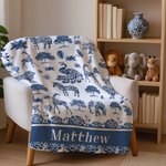 Toile De Jouy personalizada Cebra Jirafa Animales salvajes Suave manta con nombre Decoración para el hogar Cumpleaños Regalo de Navidad para la familia Kid