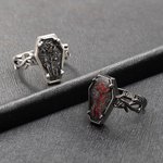 Anillo personalizado de diseño gótico vintage con forma de ataúd y rosa con grabado de nombre regalo de Navidad y Halloween para hombres y mujeres