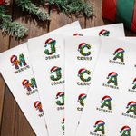 Personalized Santa Hat Color Lights Waterproof Sticker with Initial Name Gift Decoration Christmas Party Gift for Family Kids