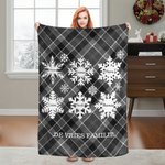Gepersonaliseerde Fleece Deken met 2-6 Sneeuwvlokken Namen en Tekst Zachte Plaid Woondecoratie Kerstcadeau voor Familie