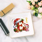 Personalized Santa Hat Initial Cartoon Character Ceramic Trinket Jewelry Dish with Name  Birthday Christmas Gift for Women