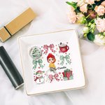 Personalised Christmas Bow Snowman Cartoon Square Trinket Jewellery Dish with Name Festival Home Decor Christmas Wedding Gift for Women Girls