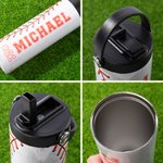 Bouteille d'eau isotherme personnalisée avec paille pliante et poignée Cadeau d'anniversaire et de compétition pour les amoureux du ballon.