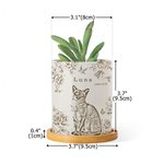 Personalised Toile De Jouy Flower Pet Photo Ceramic Planter Pot with Name Drainage Hole and Bamboo Base Loss of Pet Memorial Gift for Pet Owner
