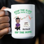 Personalised Stock Trends Cartoon Character 11 oz 15 oz Ceramic Coffee Mug with Name Birthday Anniversary Gift for Men Stock Investors