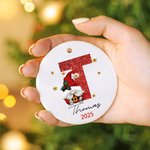 Personalized Santa Claus Initial Ceramic Ornament with Name and Year Home Decor Christmas Gift for  Family Friend