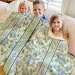 Chinoiserie floral personalizado suave manta con monograma decoración del hogar regalo de cumpleaños para las mujeres