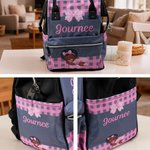 Gepersonaliseerde Roze Strik Grote Capaciteit Canvas Luiertas met Naam Baby Shower Eerste Moederdag Cadeau voor Zwarte Moeder