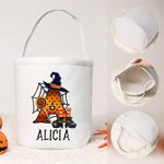Bolsa reutilizable personalizada de calabaza con asa e inicial para dulces y fiesta de truco o trato regalo de Halloween para niños