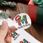 Personalized Santa Hat Color Lights Waterproof Sticker with Initial Name Gift Decoration Christmas Party Gift for Family Kids