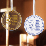 Personalized Toile De Jouy Birth Flower Bible Chapter Ornament with Name Tree Decor Baptism Birthday Christmas Gift for Christians