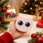 Personalized Cute Big Eyed Cat Name 6 Pcs Makeup Brushes Set with Box and Mirror Wedding Bachelorette Party Travel Birthday Gift for Women Pet Lovers