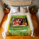 Personalized Cute Pokepet Card Soft Throw Blanket with Photo and Name Home Decor Father's Day Christmas Birthday Gift for Family Couple