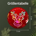 Personalisierte Neon Wasserdichte Etiketten-Aufkleber mit Niedlichem Rentier Namen Zimmer Deko Weihnachts- und Partygeschenk für Familie Freunde
